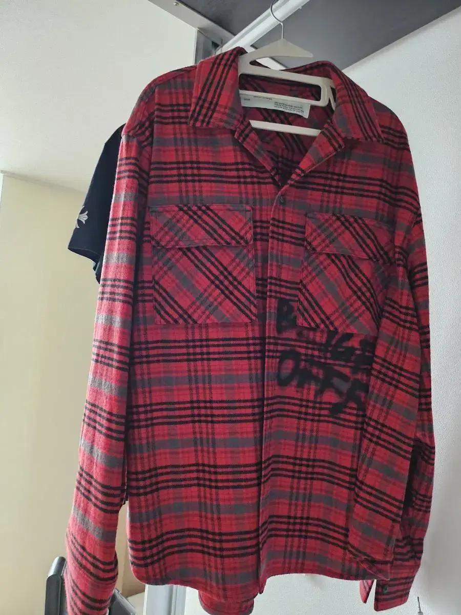 [ Genuine ]Off-White Red Check Shirt Size XS Unisex