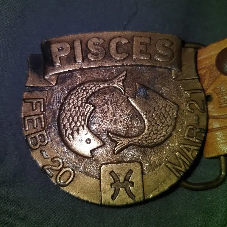 pisces 피스세스 벨트 가죽 동 구리 코퍼 브론즈 피쉬 물고기 빈티지