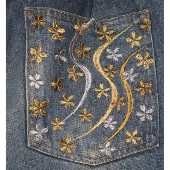 Japanese Oriental Embroidery Half Denim