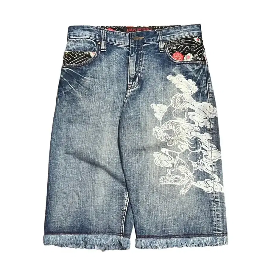 Japanese Oriental Embroidery Half Denim