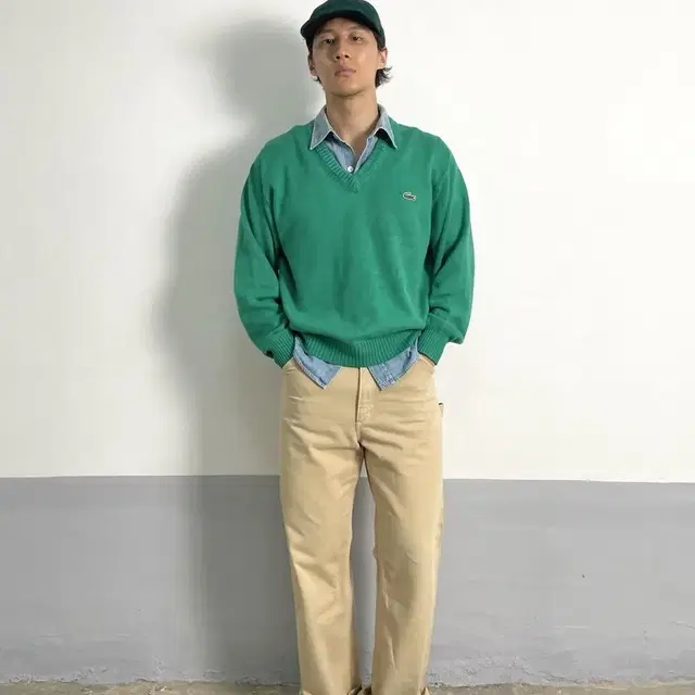 80s old lacoste cotton knit