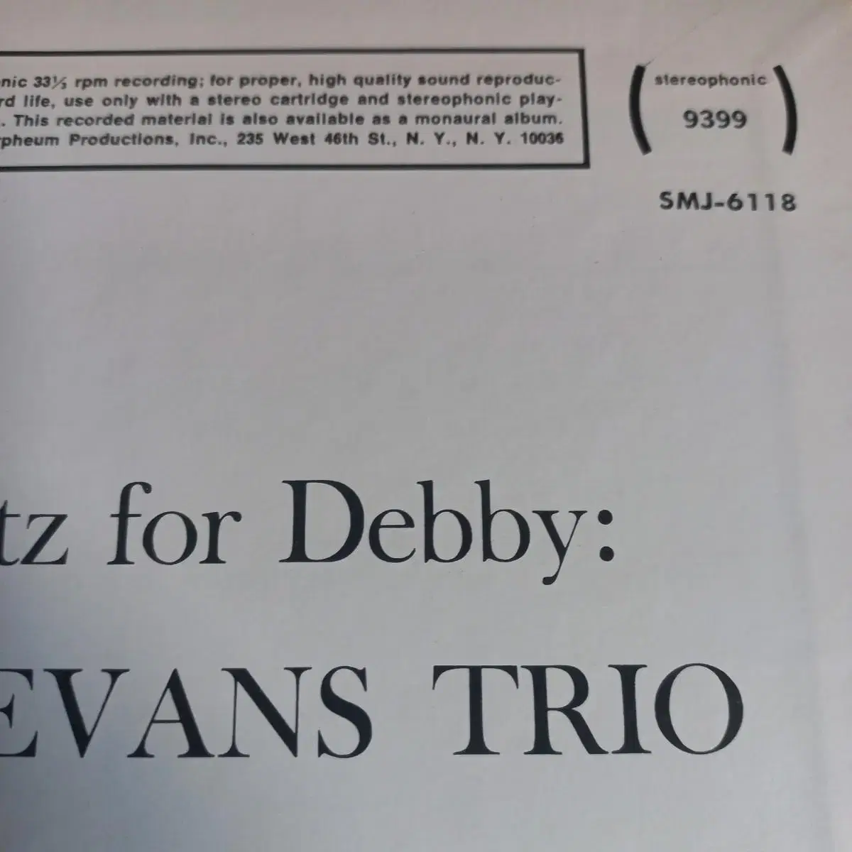 Lp중고 Bill Evans Trio -Waltz for Debby 음반