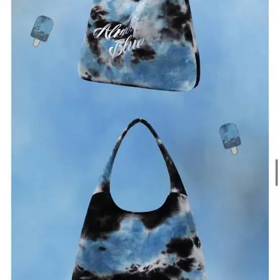 얼모스트블루 TIE DYE TOTE BAG 타이다이 토트백/민트초코색