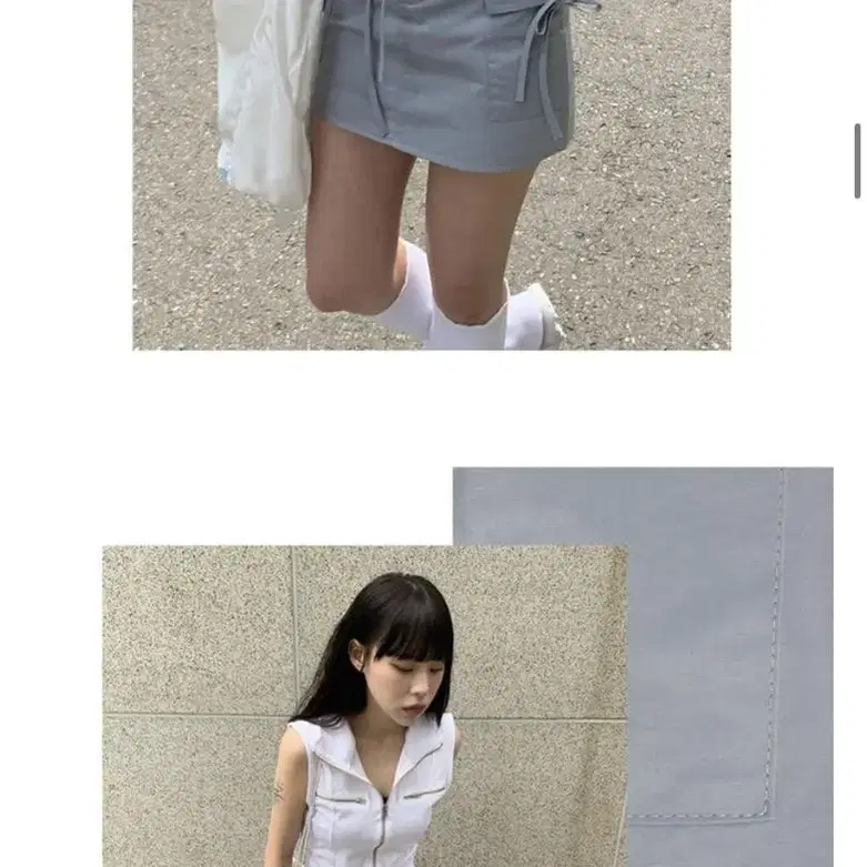 아쿠비클럽 fish ribbon pocket skirt 카고 리본 스커트