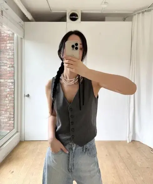 이너뮤트 basic button vest