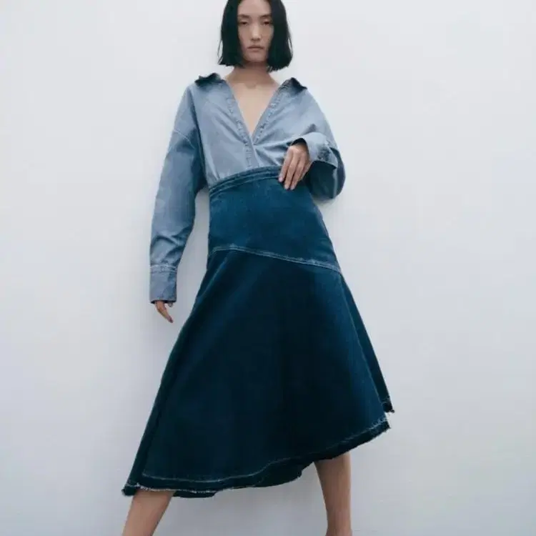 zara 자라 ZW THE DENIM SKIRT 데님 미디 스커트 새상품