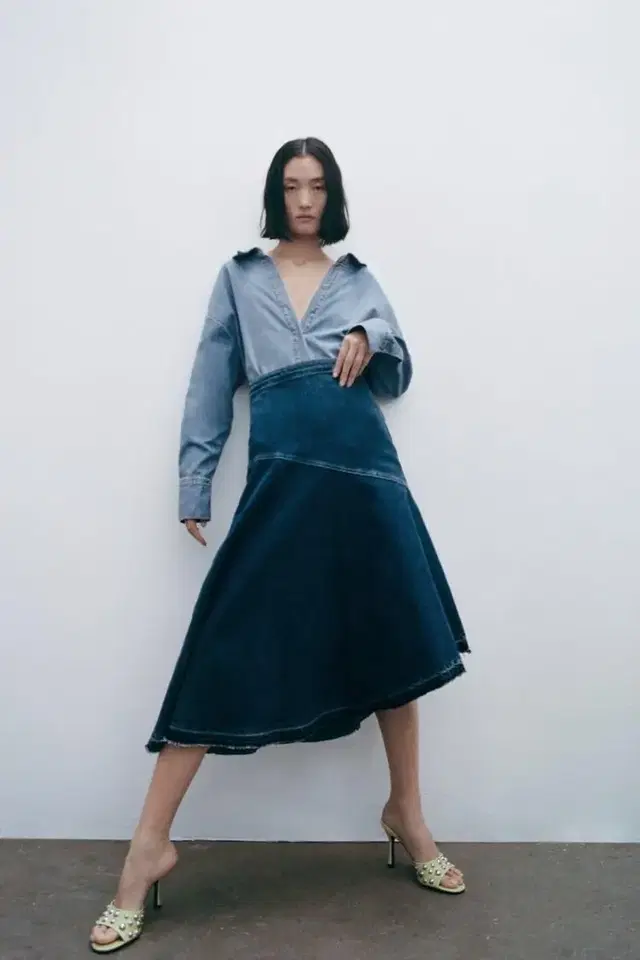 zara 자라 ZW THE DENIM SKIRT 데님 미디 스커트 새상품