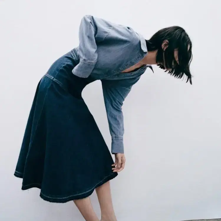 zara 자라 ZW THE DENIM SKIRT 데님 미디 스커트 새상품