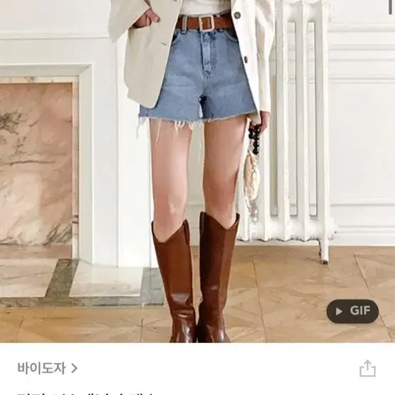 바이도자 컷팅 3부 데님 숏팬츠