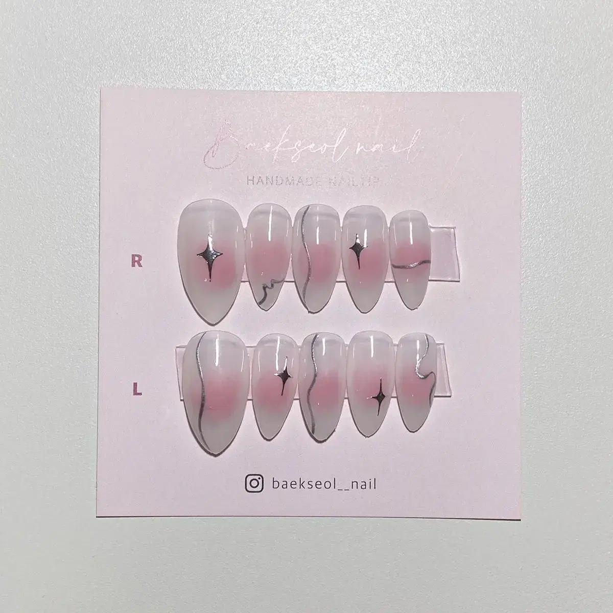 Cheek Silver Point Pink Version Handmade Nail Tip