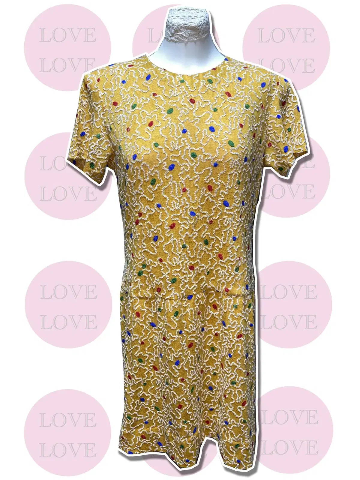 (JPN) Yellow color polka dot pattern retro vintage ONEPIECE