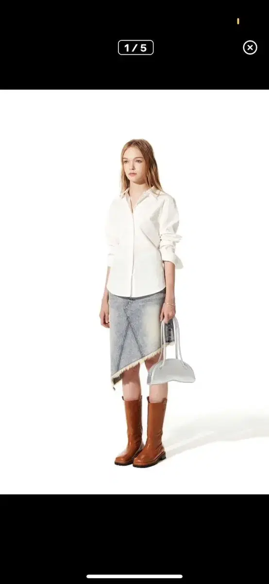 salty pebble unbalance denim skirt