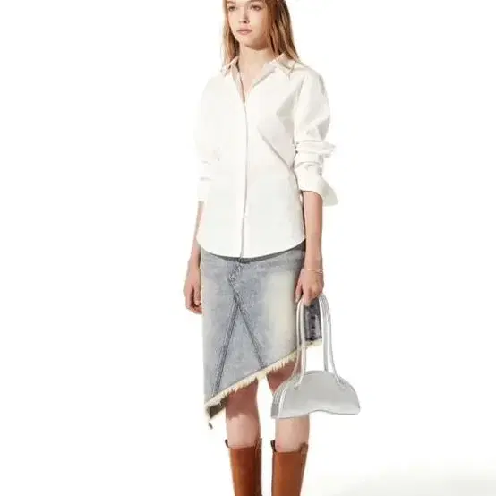 salty pebble unbalance denim skirt