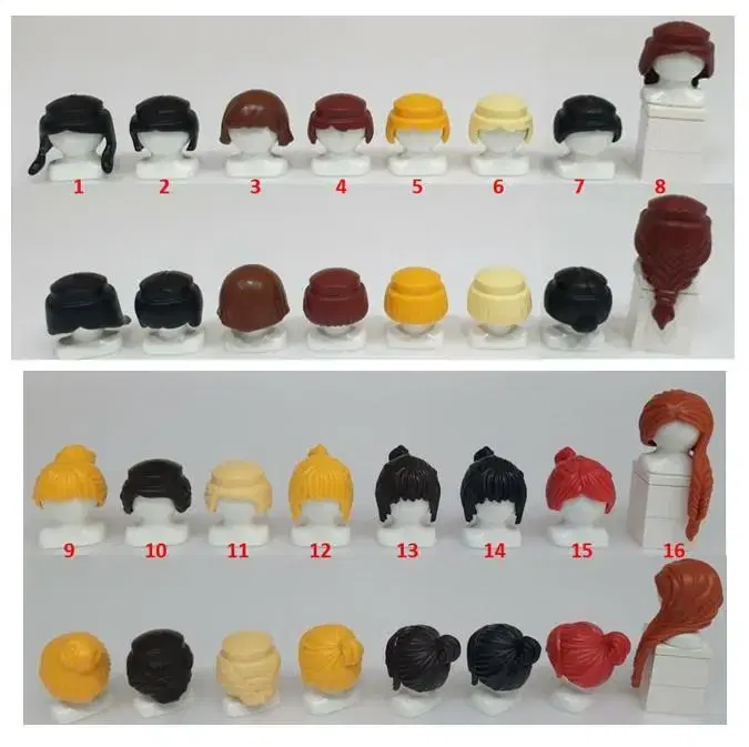 Playmobil props (hair, hairpins, skirt, hat)