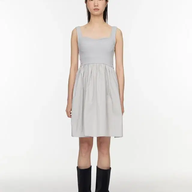 포티 poti eyelet mixed dress (milk grey)