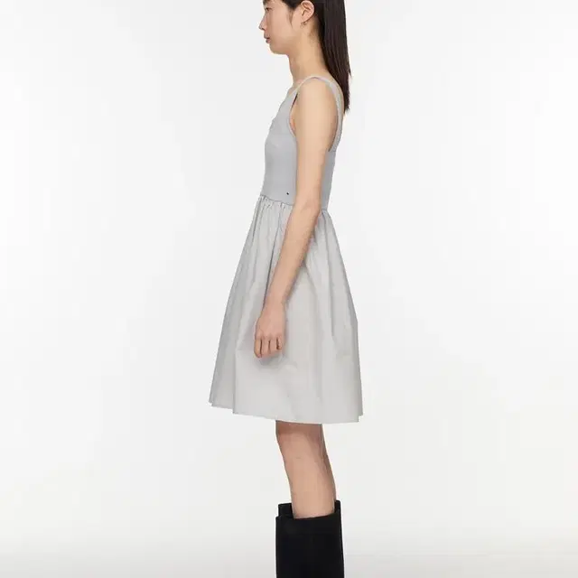 포티 poti eyelet mixed dress (milk grey)