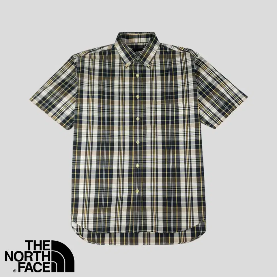 The North Face JP Navy-brown checked button-down cotton-blend half-sleeve shirt