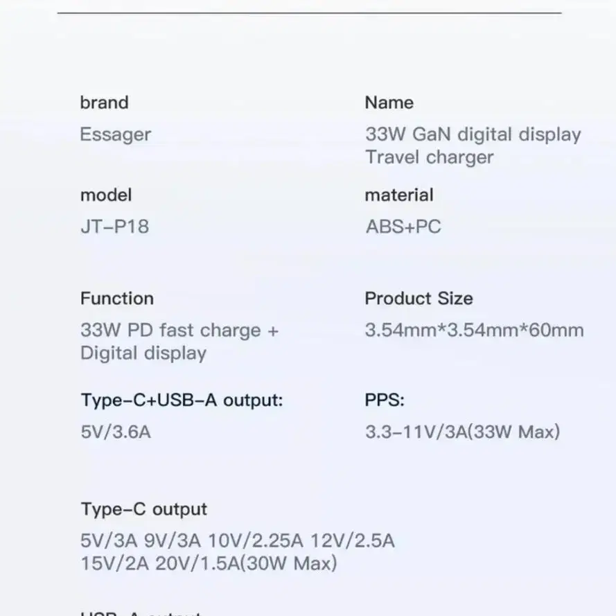 [미개봉] 33w(25w) / 초고속 충전기 / pps,GaN+디스플레이