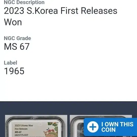 2023년 민트주화 1주 NGC FR 초판본고등급