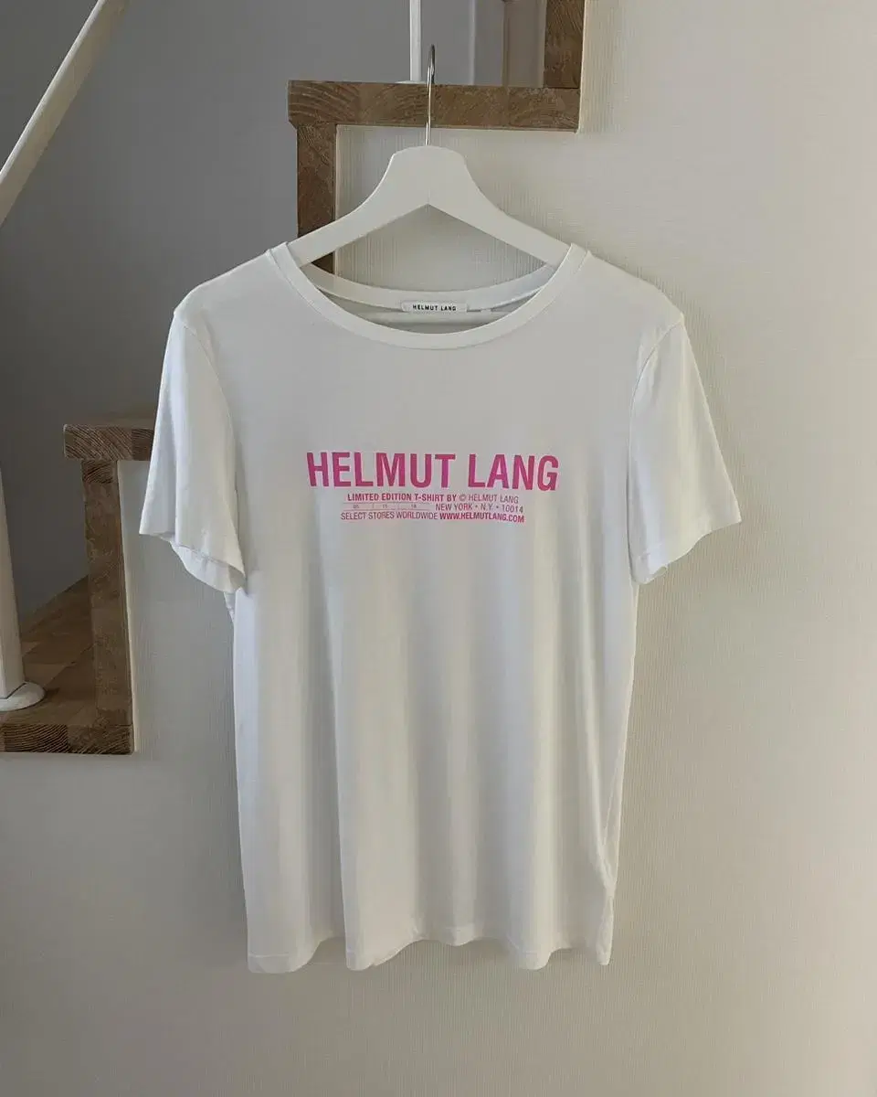 HELMUT LANG 헬무트랭 핑크 로고 베이비 티셔츠 M