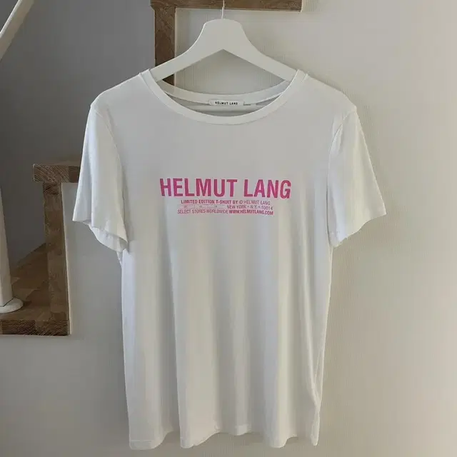 HELMUT LANG 헬무트랭 핑크 로고 베이비 티셔츠 M