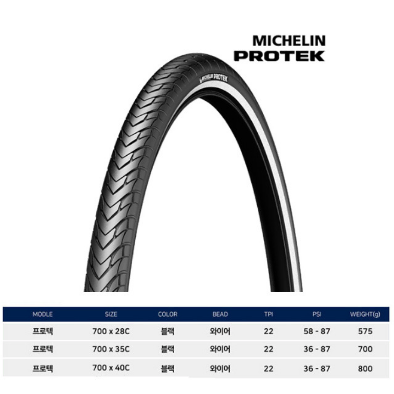 미쉐린 프로텍 타이어 700x 28c 35c 40c 와이어 타이어