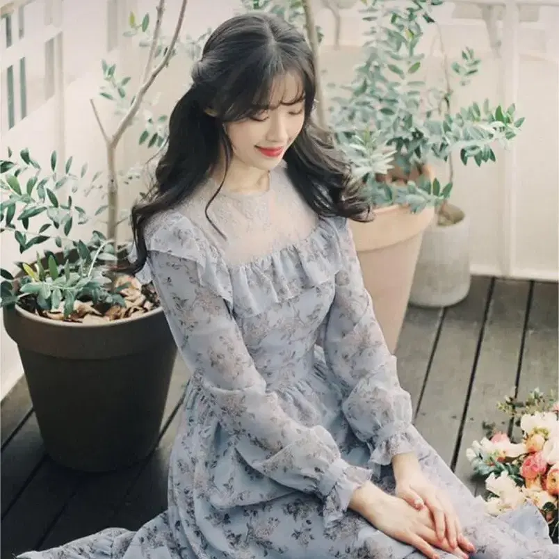 밀크코코아 Emily flower long dress (M size)