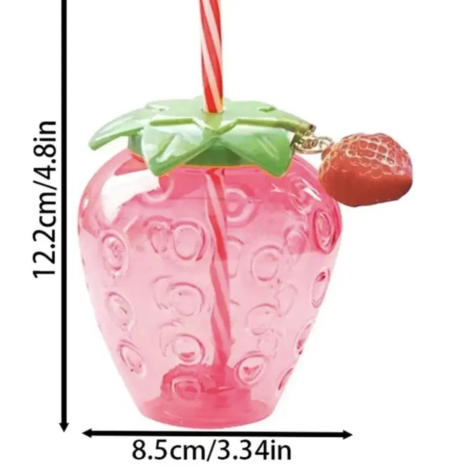[새상품] 하라주쿠 딸기 빨대 텀블러 스트로베리 장식컵 키링