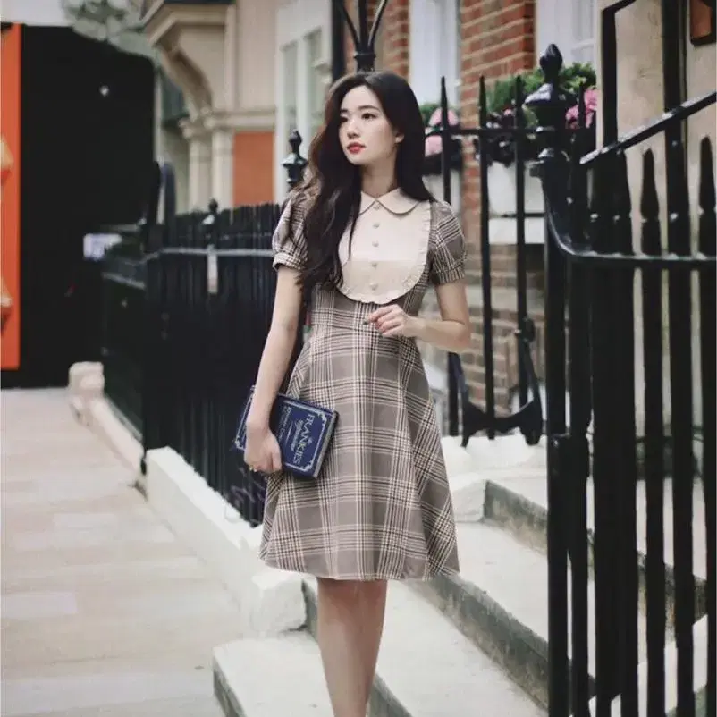 밀크코코아 bronte check dress (L size)