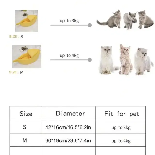 바나나모양 애견패드 고양이 강아지 침대 집 2size