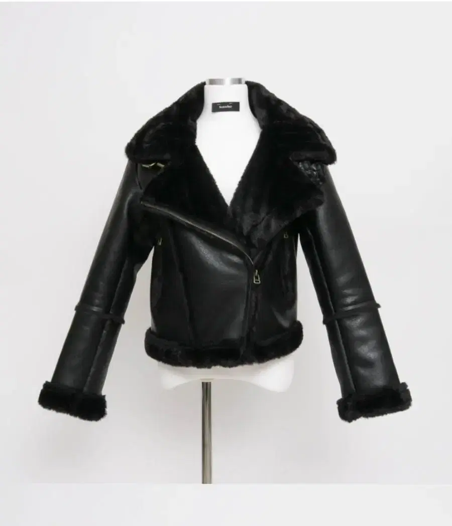 High-Neck Faux Leather Crop Mustang