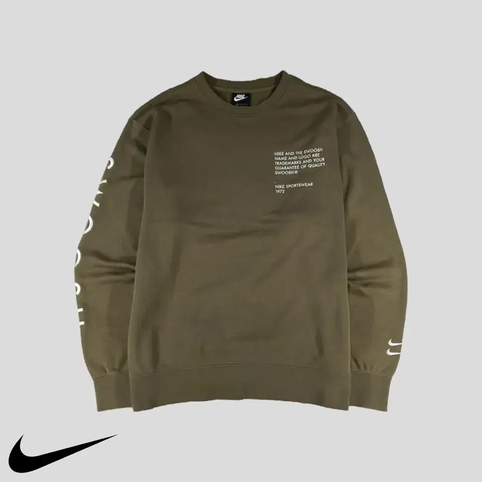 Nike Khaki White Double Swoosh Cotton Blend Sweatshirt 2XL