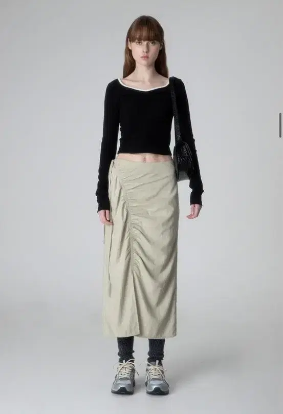 레이브 스커트 Side Shirring Slit Skirt