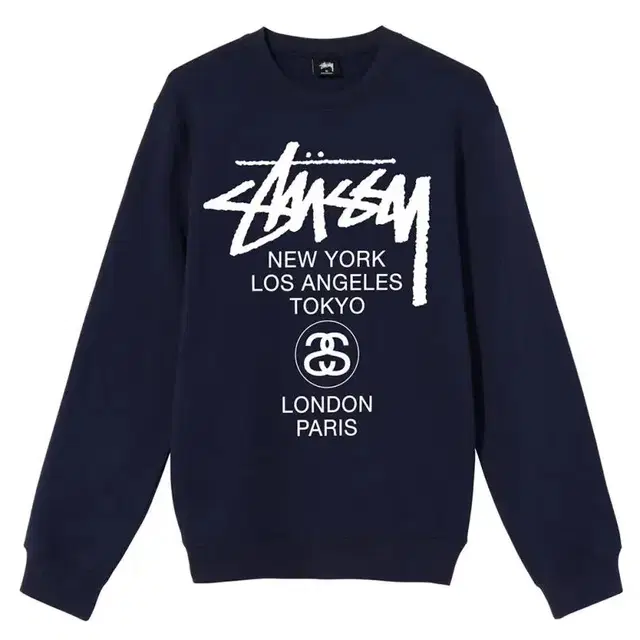 STUSSY 스투시 월드 투어 크루 맨투맨 네이비 S