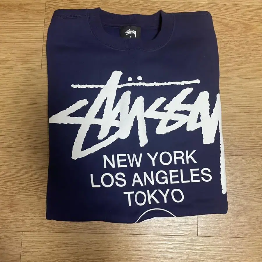 STUSSY 스투시 월드 투어 크루 맨투맨 네이비 S