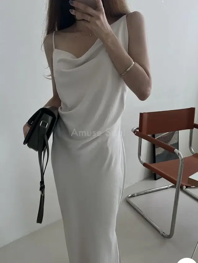 어뮤즈소울 draped dress 크림 s [새상품]