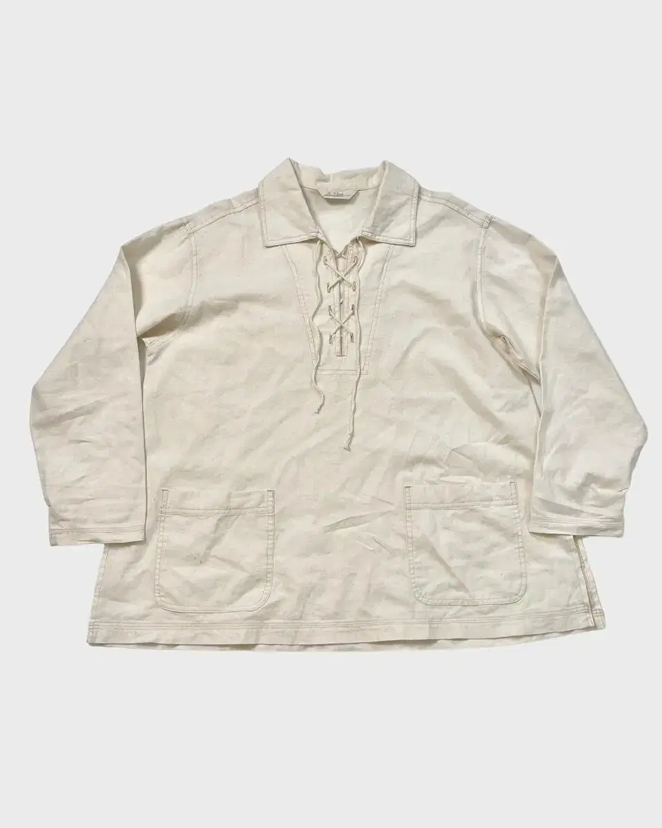 vintage natural lace-up smock shirts