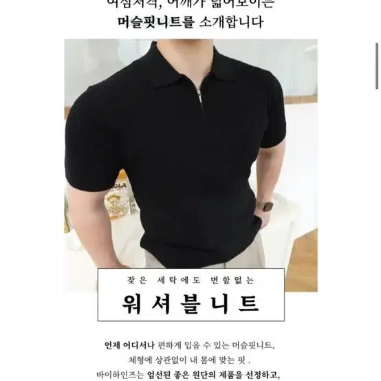 (쇼핑몰보다 저렴한) 남자 머슬핏 반팔 꽈배기 카라 니트