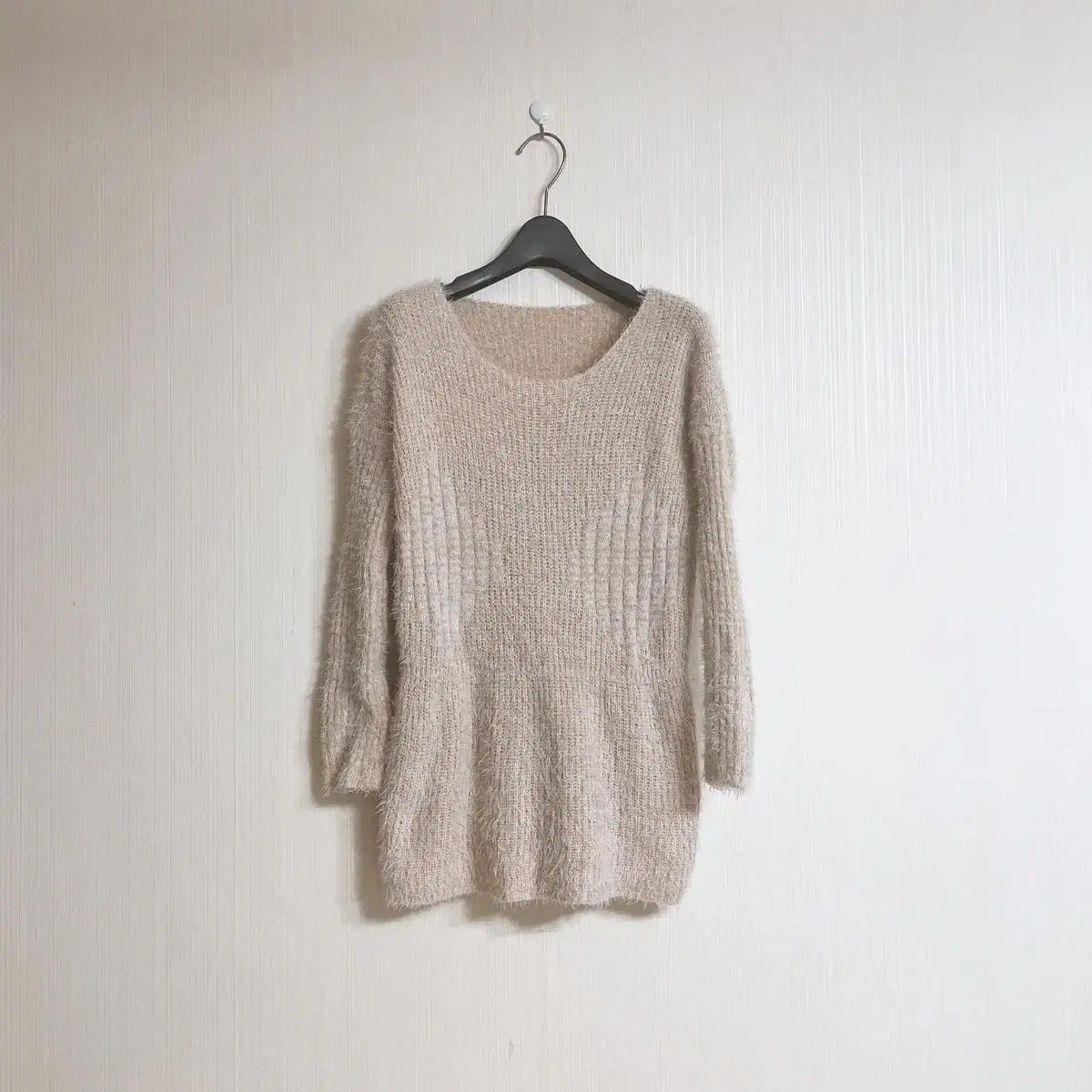 Angora elasticized waistline soft knit beige