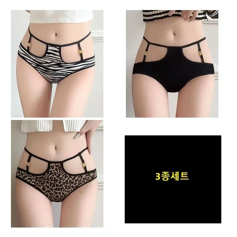 섹시한 팬티 3종세트 호피 지브라 삼각팬티 3p 여자속옷