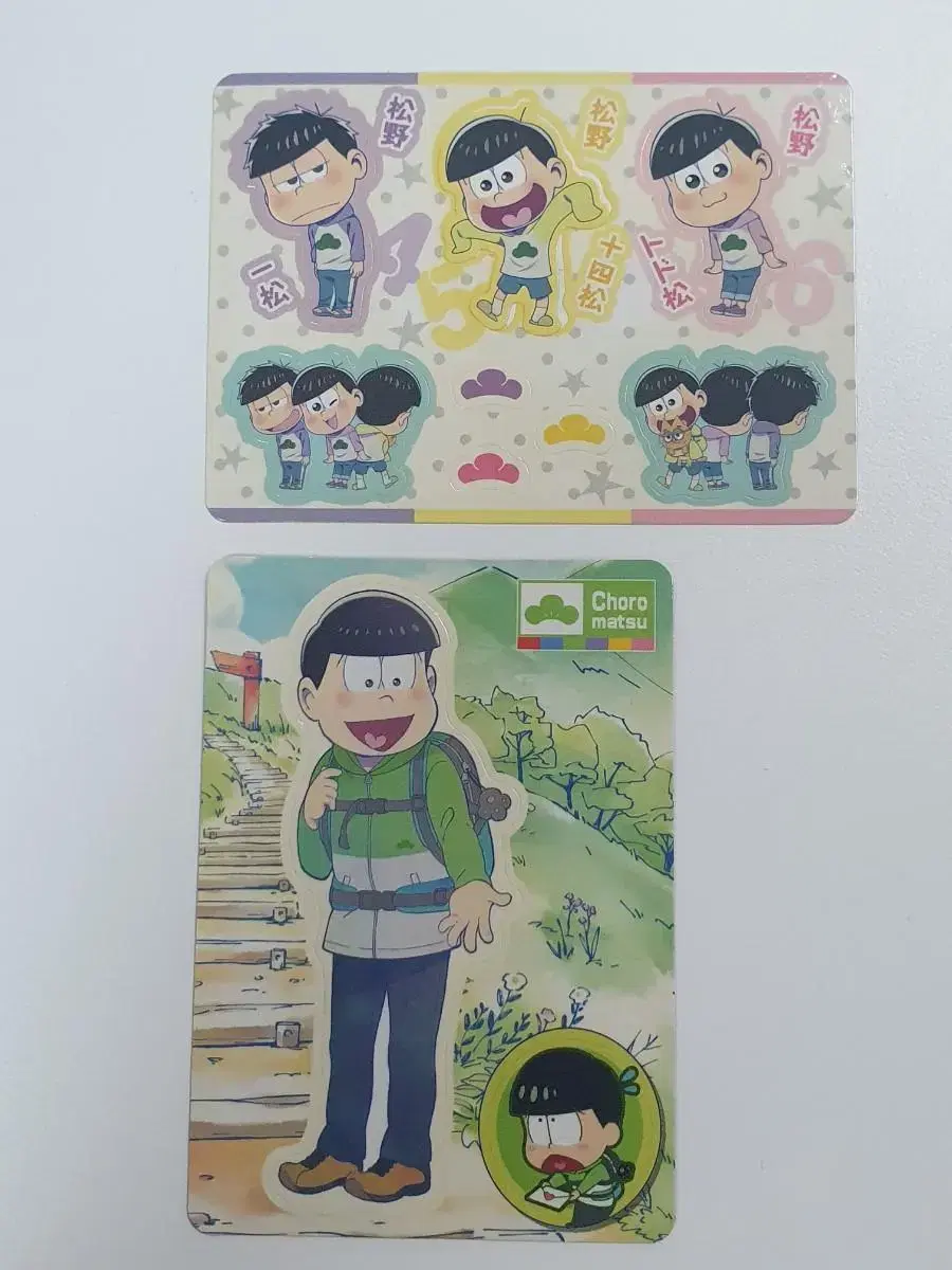 Osomatsu statue sticker (Choromatsu, younger brother Jo) + unofficial postcard