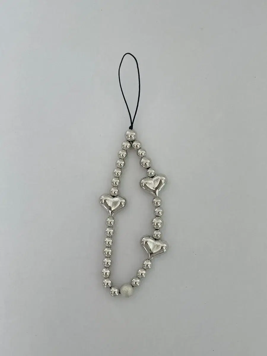 Silver mobile phone strap / Silver heart mobile phone strap