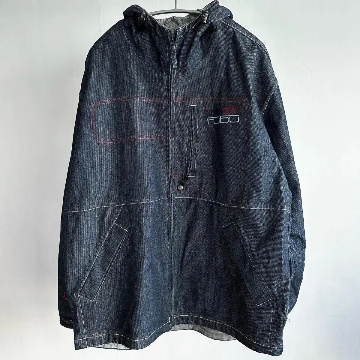 Fubu Embroidered Hooded Heavy Denim Jacket