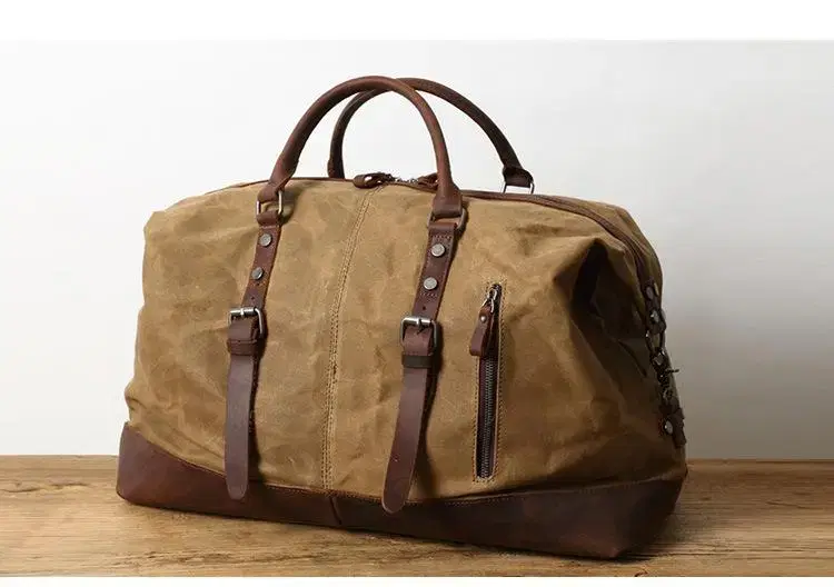 Canvas Wax Coated Boston Bag