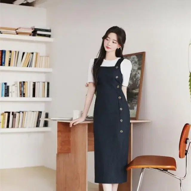 밀크코코아 Navy denim dress (M size)