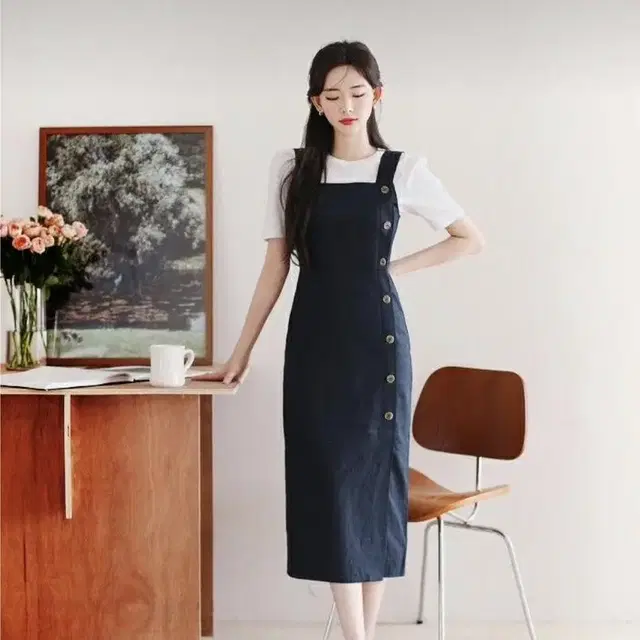 밀크코코아 Navy denim dress (M size)