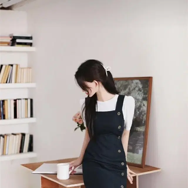 밀크코코아 Navy denim dress (M size)