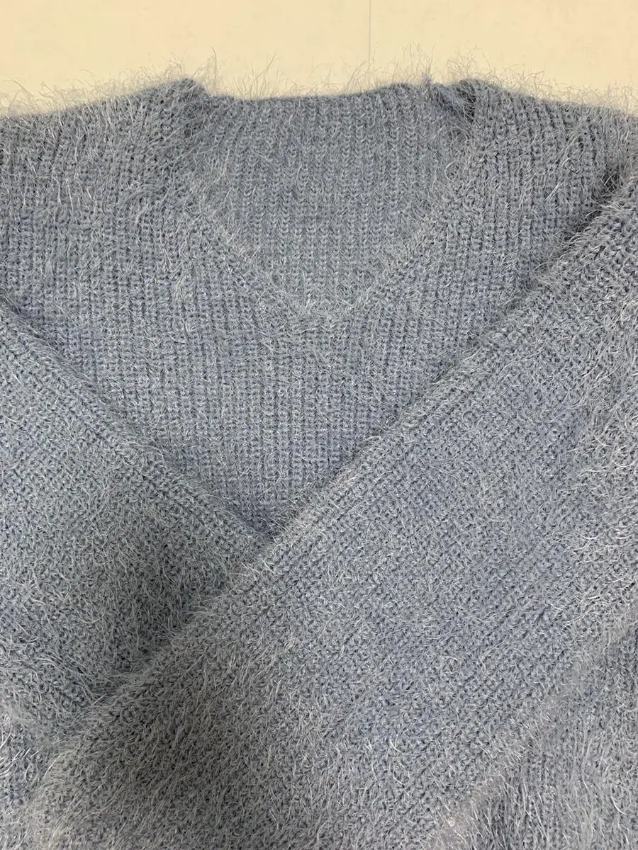 V-neck angora knit