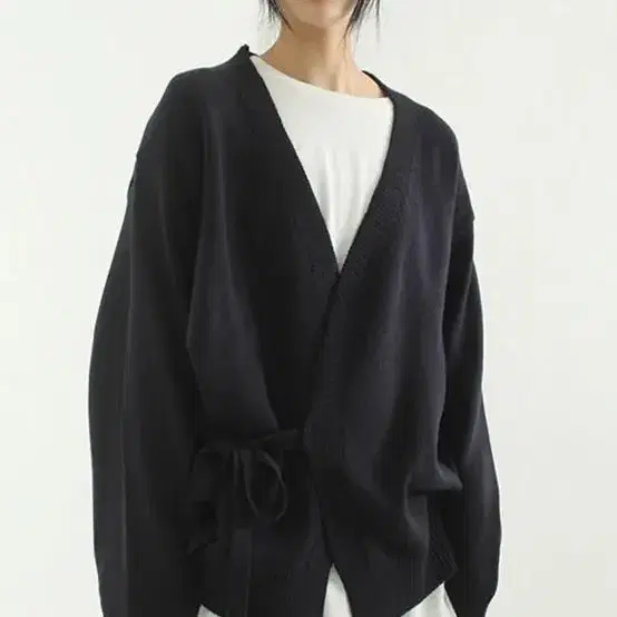 Strap knit robe cardigan