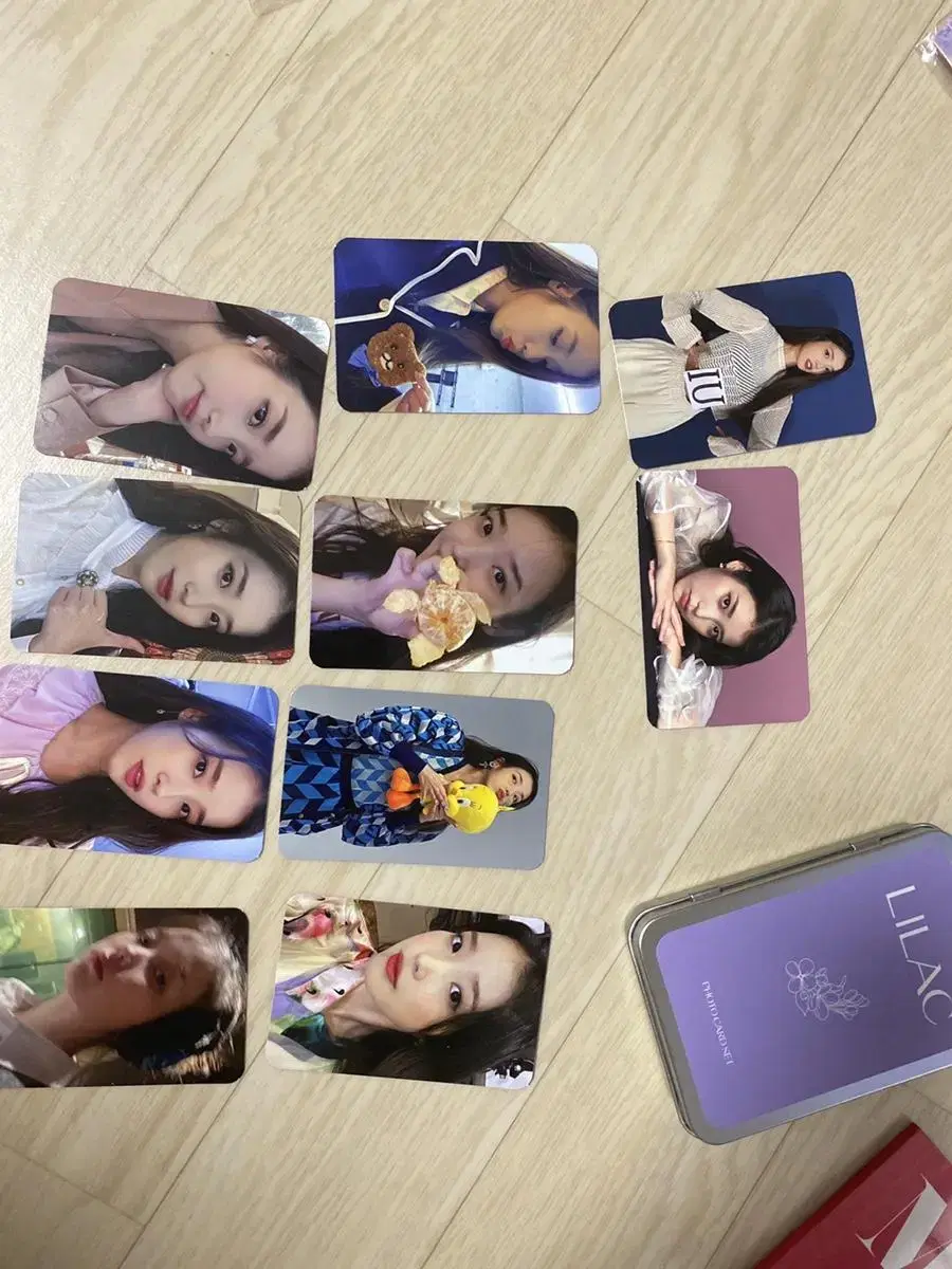 IU's lilac photocard is on sale.